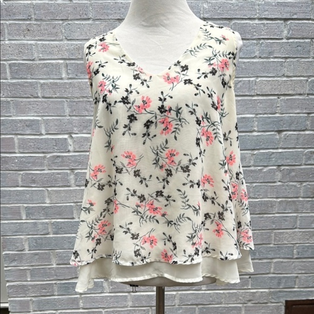 Sienna Sky floral layered chiffon tank Small